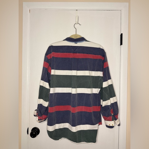 Vintage Tommy Hilfiger Men's Multicolor Striped Shirt - Picture 4 of 5